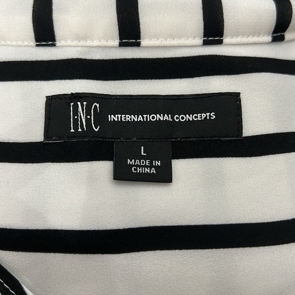 Sleeveless Black and White Striped Wrap-Style Blouse • International Concepts - Picture 5 of 5